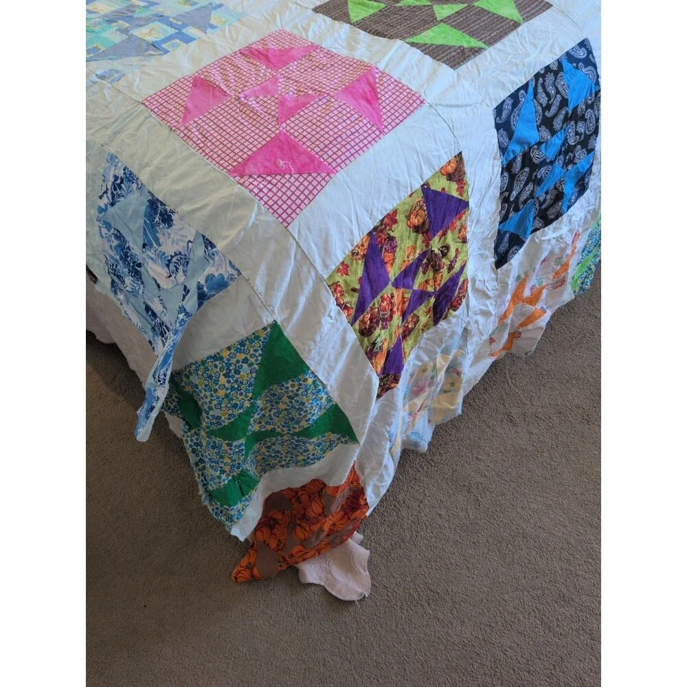 Vintage 50's windmill quilt top Vintage Cotton Fabrics 92 